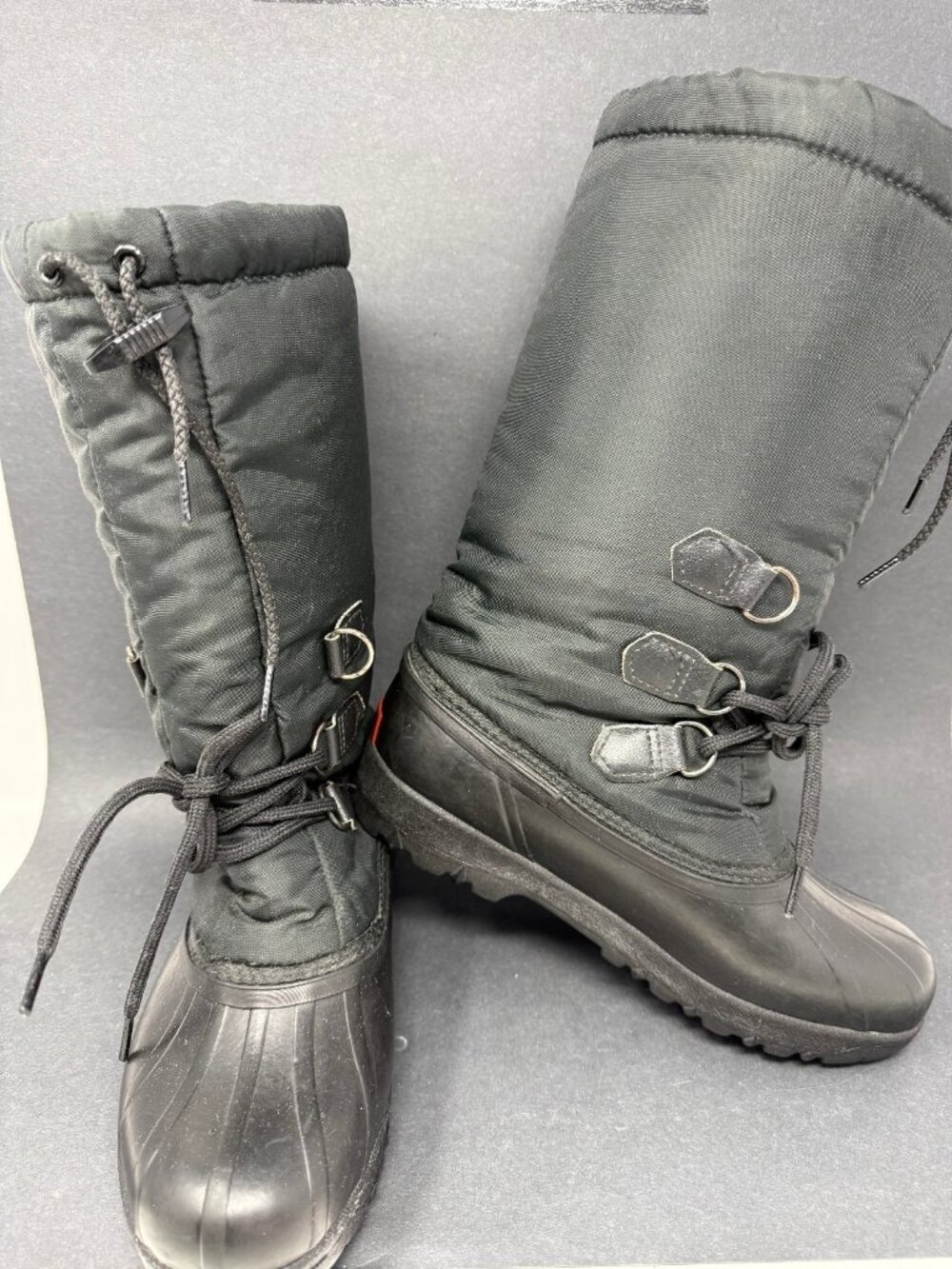 Sorel Lined Rubber Duck Snow Boots Womens 8 Black Buckle